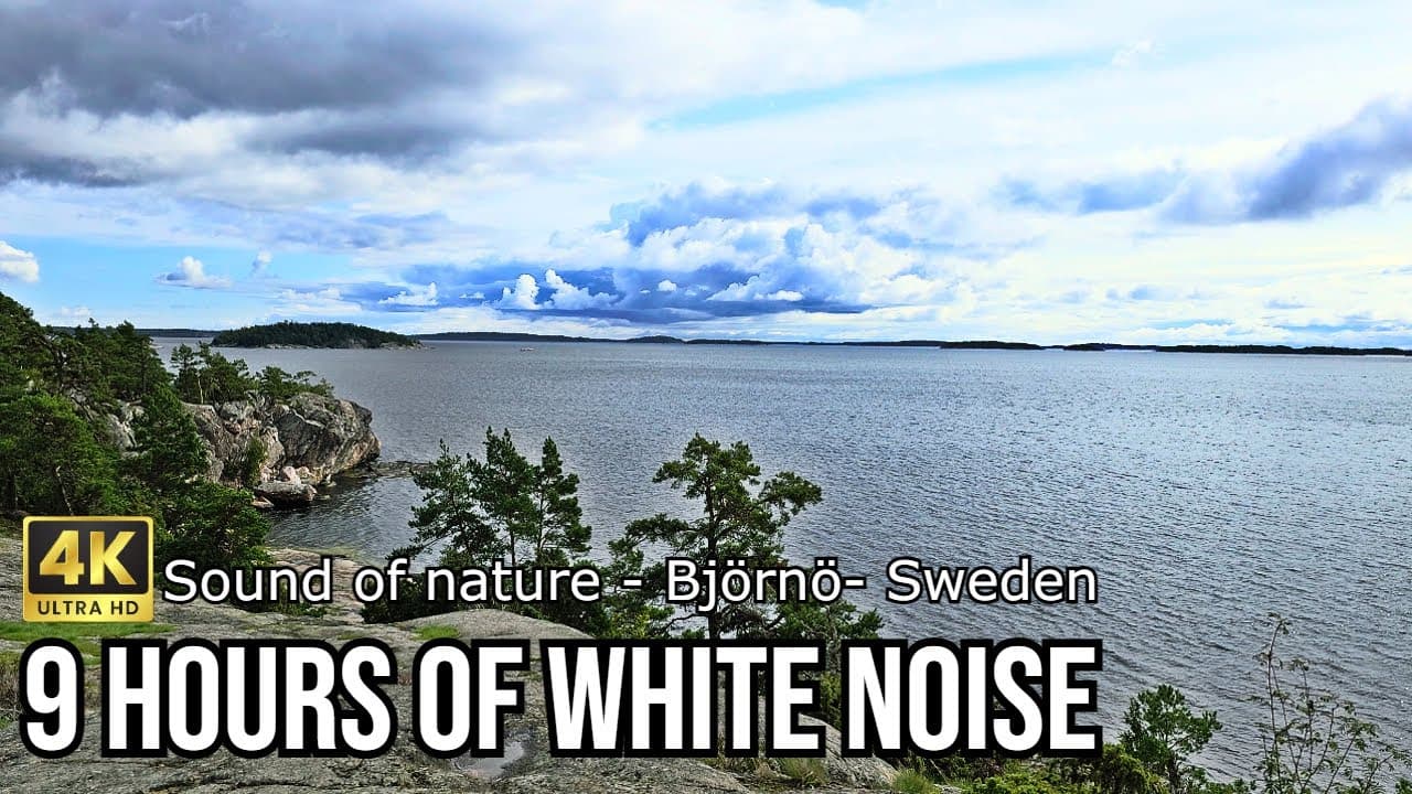 9 Hours of Natural White Noise: Björnö, Stockholm Archipelago - relaxing wind and waves #whitenoise