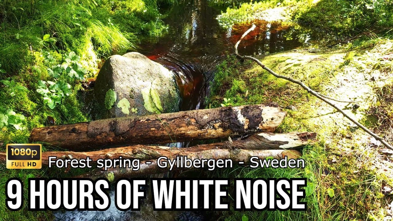 9hrs Natural White Noise for sleeping or working - forest stream- Gyllbergen, Dalarna,Sweden 🌲🌊